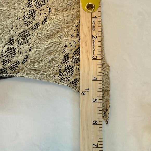 Vintage‎ Y2K Tag Rag Culture Beige Lace Stretch Top M Made in USA Cap Sleeve - Picture 13 of 13